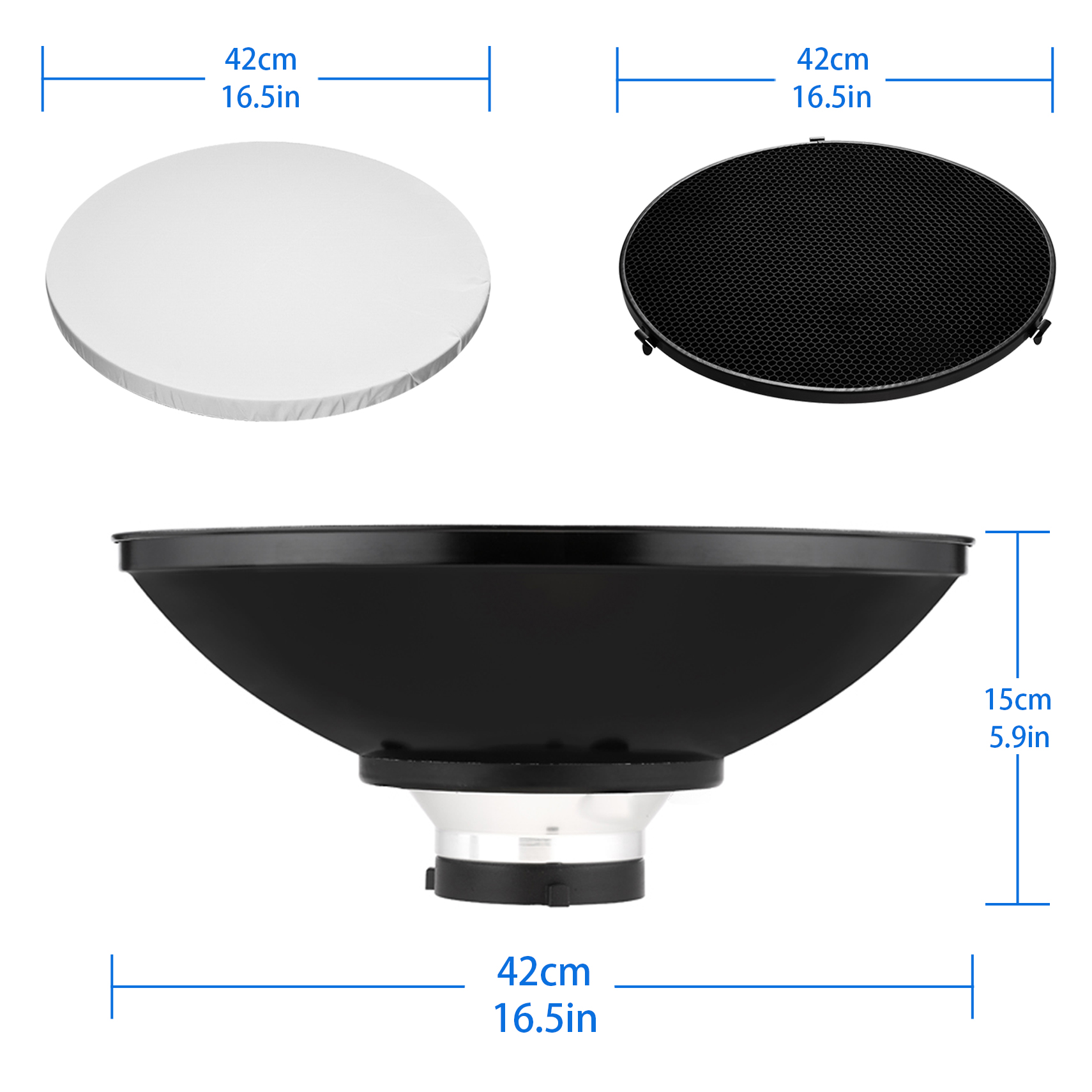 Photography Lighting Beauty Dish - Reflector de 16,5 pulgadas para estudio