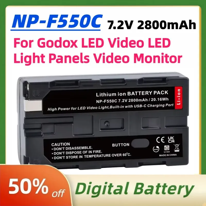 Video Light Panel Led - Batería NP-F550C NP-F550 F570 de 7.2V