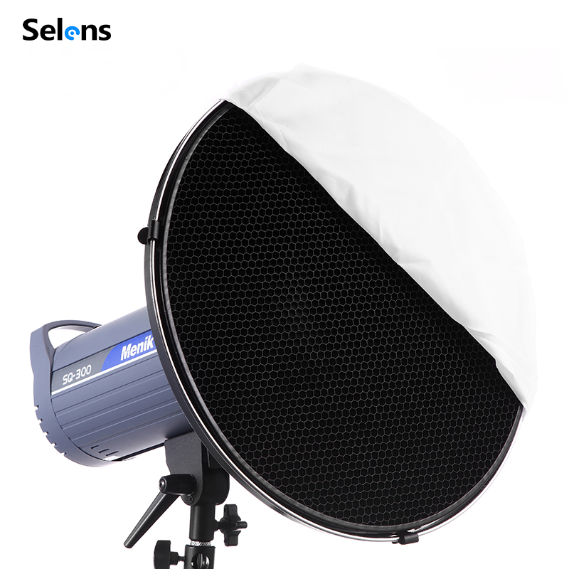 Photography Lighting Beauty Dish - Selens-reflector Interior plateado/blanco de 55cm, plato