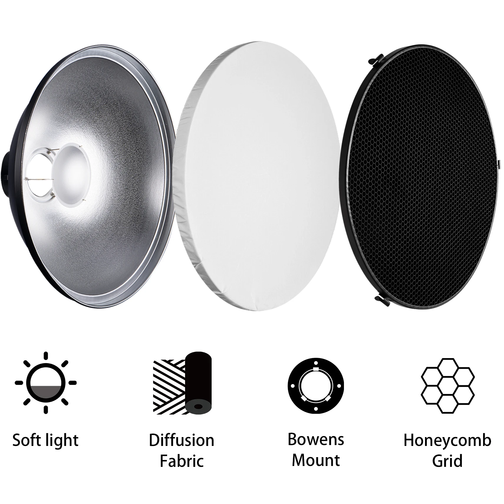 Selens-Juego de reflectores de - Photography Lighting Beauty Dish reseña y precio