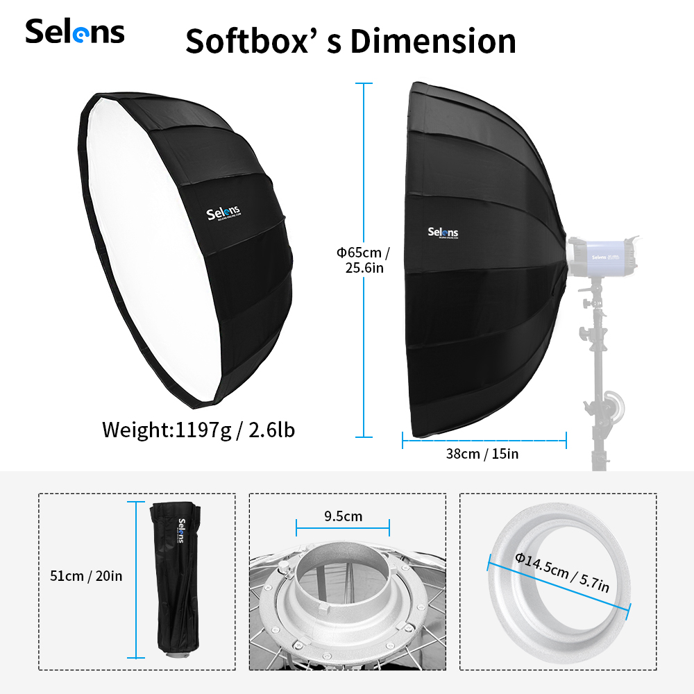 Selens-difusor Reflector parab - Photography Lighting Beauty Dish reseña y precio